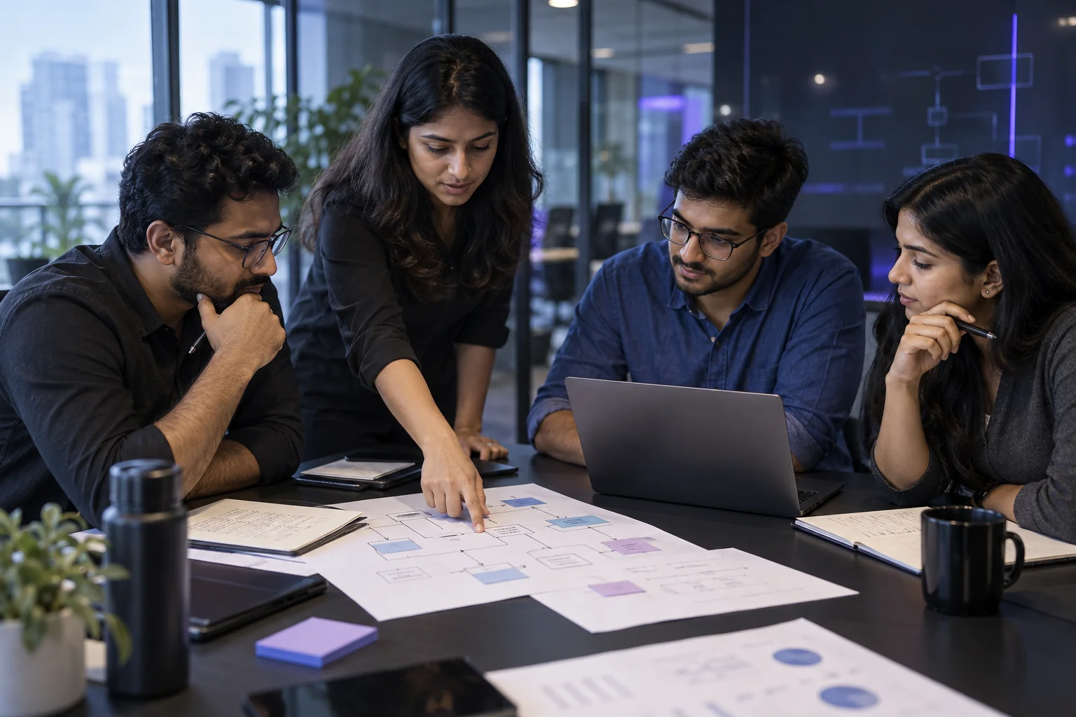 Technology team reviewing a product workflow together